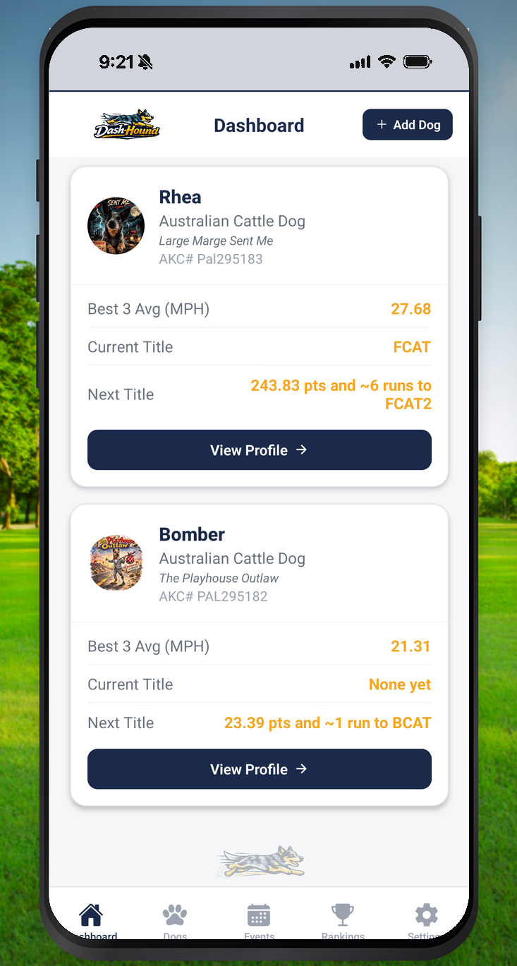 Dash-Hound — Fast CAT Tracker App for Handlers